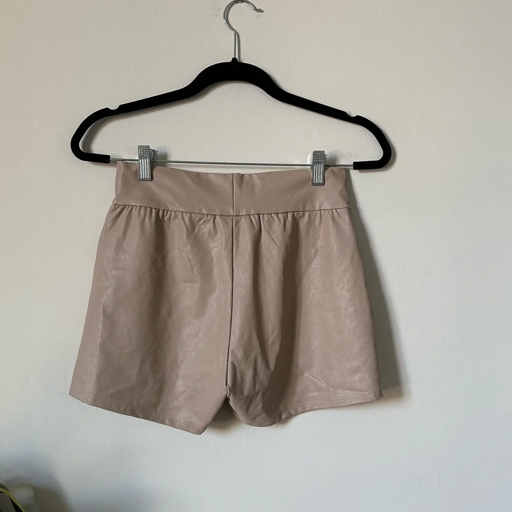 Commando Sand Faux Leather Pull On Shorts Relaxed Fit Pockets Size XS